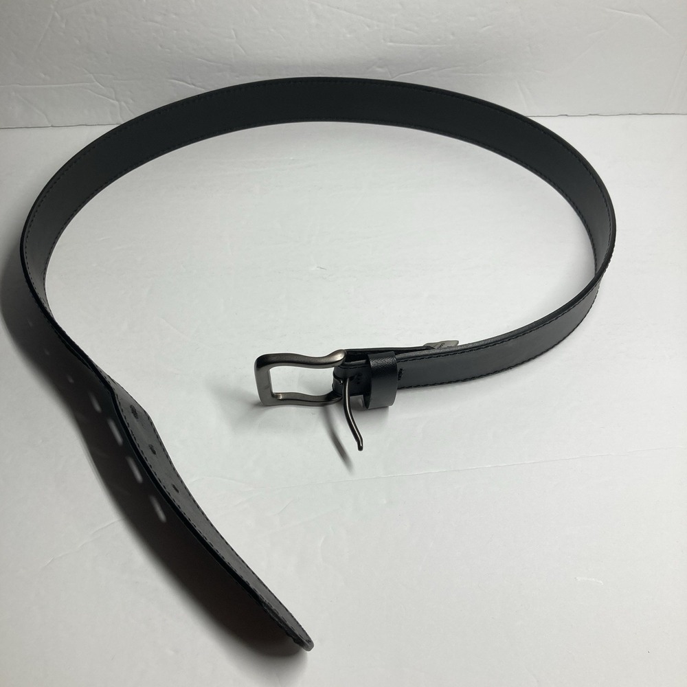 Goodfellow Belt Men's Large Black 1   1/2 inches Wide Bonded Leather‎ Fair Cond.